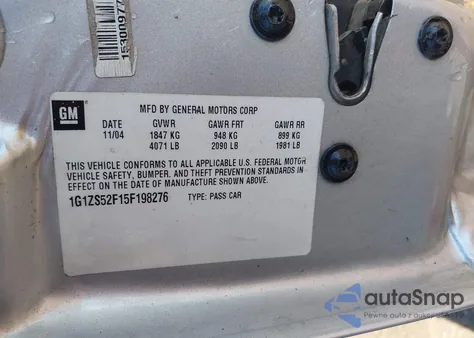 2005 Chevrolet Malibu z USA, uszkodzony, nr VIN 1G1ZS52F15F198276